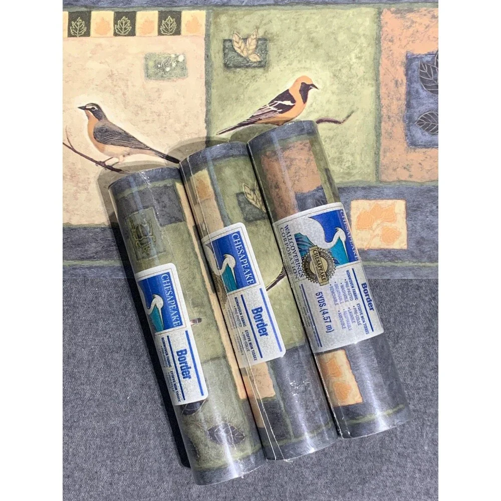 Vintage Chesapeake Wallpaper Border Birds Grasshoppers Patchwork 3 count